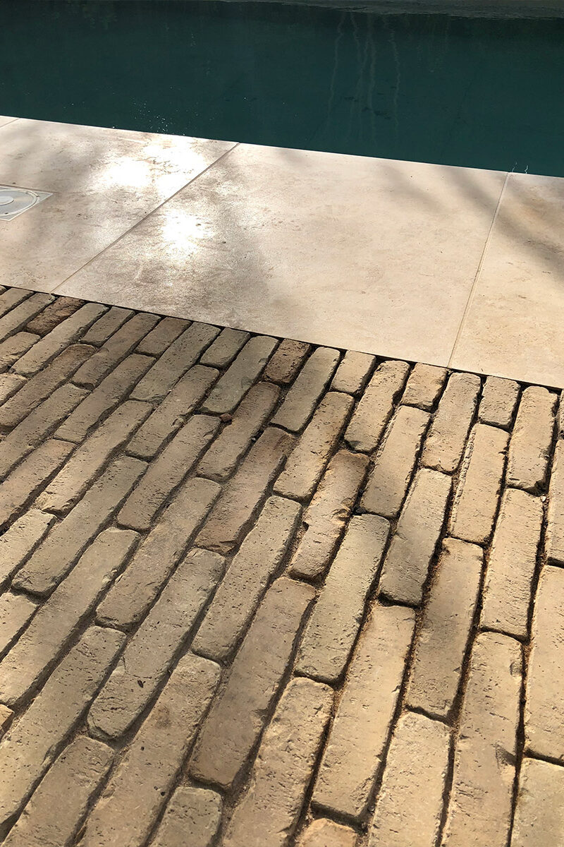 Hard landscaping around pool